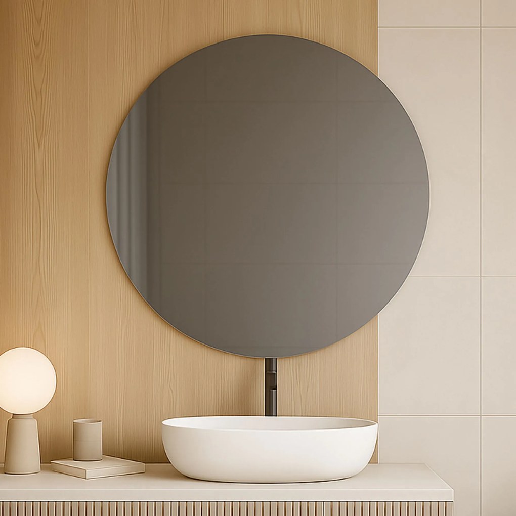 Lustro okrągłe wiszące bezramowe oszlifowane bez oświetlenia MOON | Różne rozmiary | Różne kolory szkła : Kolor - Grafit, Średnica - 160 cm