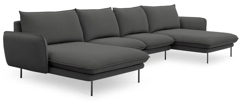 Ciemnoszara sofa w kształcie litery U Cosmopolitan Design Vienna