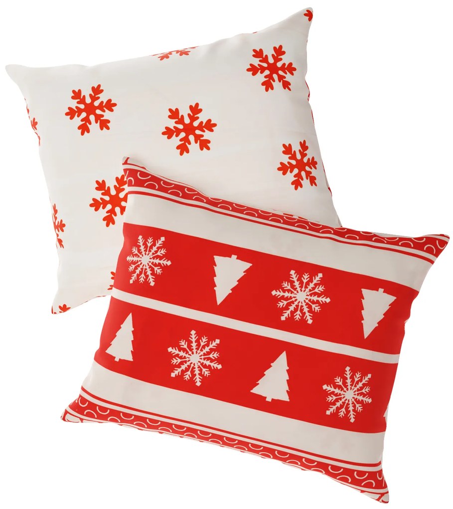 Zestaw 2 poszewek na poduszkę ŚWIĄTECZNY RENIFER I CHOINKA 40x50 cm