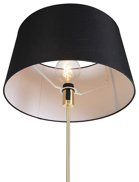 Lampa stojąca złota/mosiężna z czarnym abażurem lnianym 45 cm - Parte Nowoczesny Oswietlenie wewnetrzne