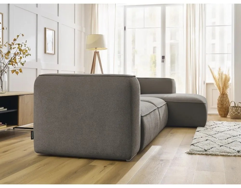 Szarobrązowy narożnik z materiału bouclé (prawostronny) Zephyr – Bobochic Paris
