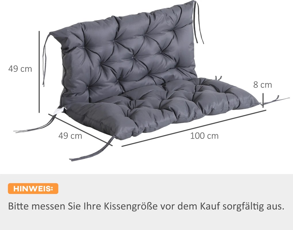 Outsunny Poduszka na Ławkę Huśtawkę Ogrodową Szara 98x100x8 cm Idealna do Komfortowego Siedzenia | Aosom PL