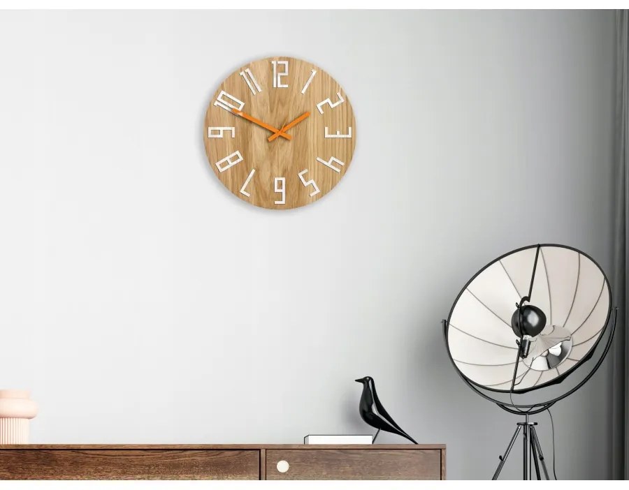 Zegar na ścianę nowoczesny drewniany z dużymi cyframi okrągły cichy loft