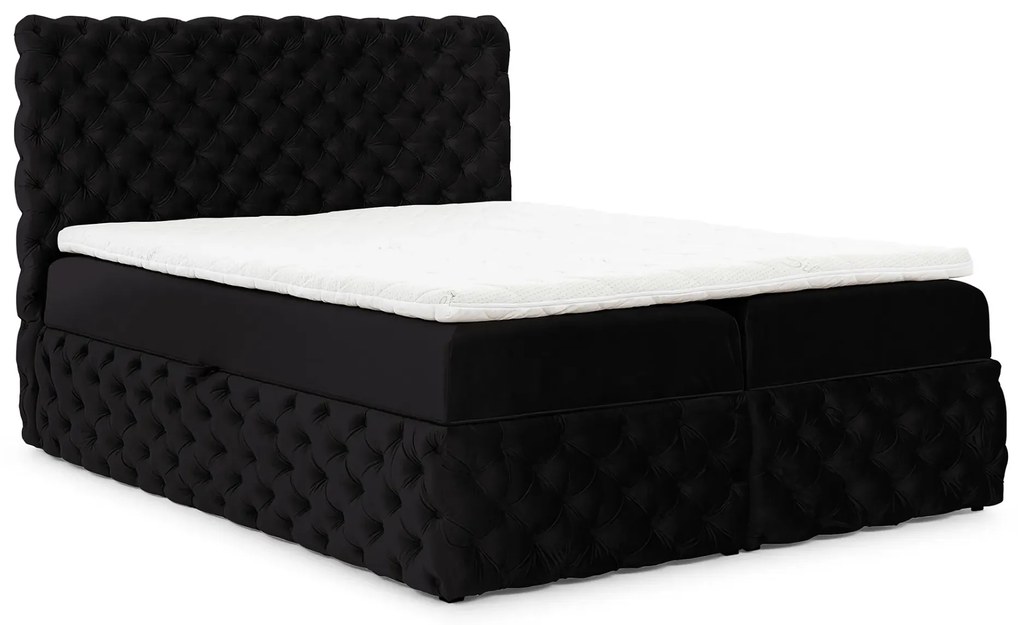 Czarne welurowe łóżko pikowane 5 rozmiarów N2-B94