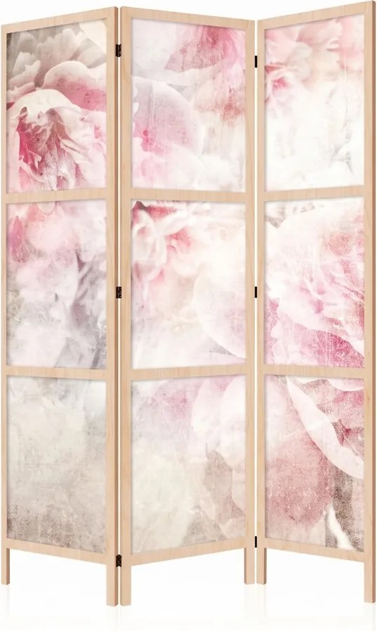 Parawan pokojowy 3-częściowy 135x172 drewniany japoński Jednostronny dekoracyjny romantic shabby chic Piwonie W Bieli