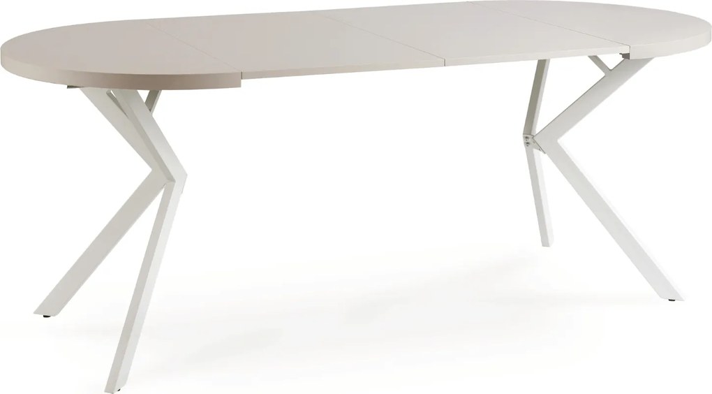Stół Okrągły Rozkładany DORIAN 80-160 cm Kaszmir/Biały Nowoczesny