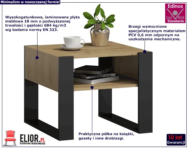 Stolik Kawowy Nowoczesny Dąb Artisan+Czarny S4-W75