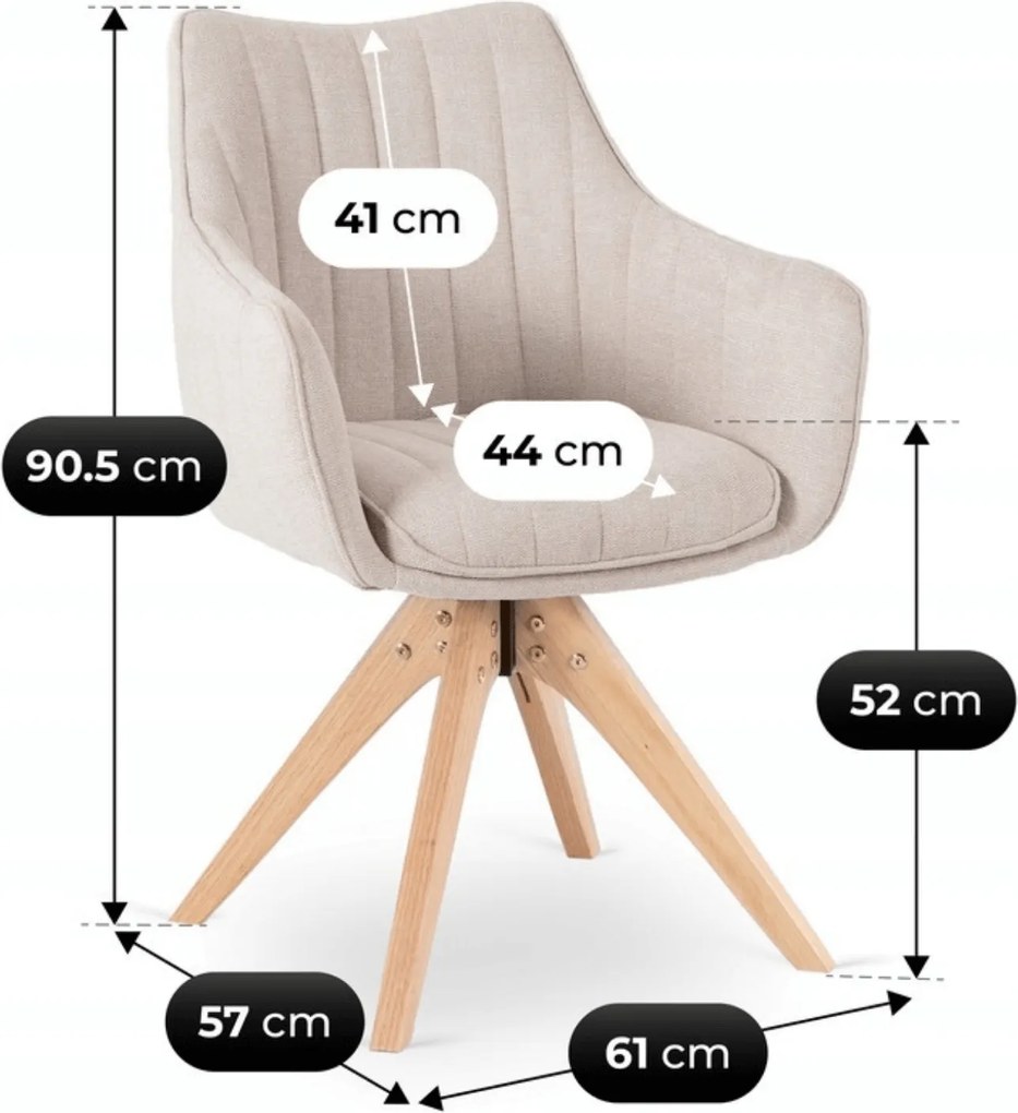 Krzesło Tapicerowane Obrotowe do Salonu LEMON Jasnobeżowe Nowoczesne