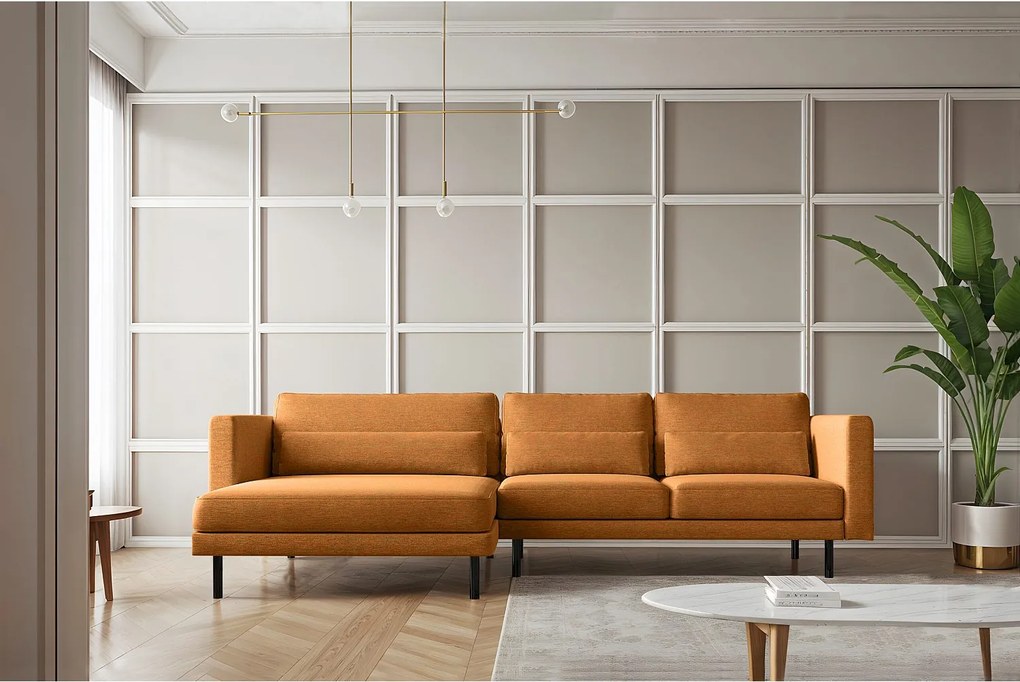 Narożnik w kształcie L Dani L, tkanina Verita, Miedziany, Lewy