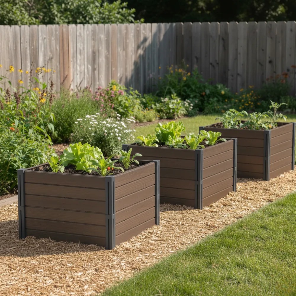Podwyższona grządka BASE PLANT, 61x61x46cm, naturalny brązowy Prosperplast