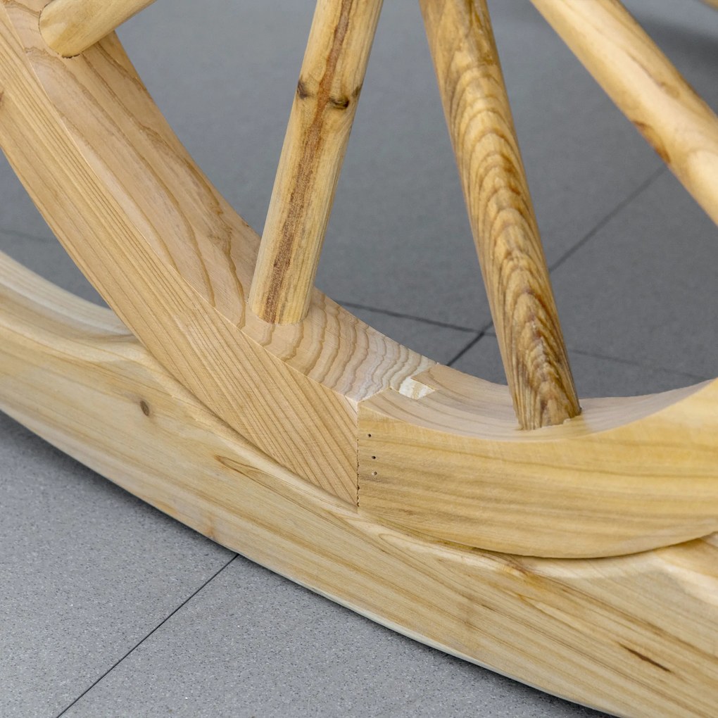 Outsunny Fotel bujany, rustykalny fotel relaksacyjny, krzesło ogrodowe z designem na kółkach, fotel bujany, drewno lite, naturalne drewno, 68 x 88 x 92 cm