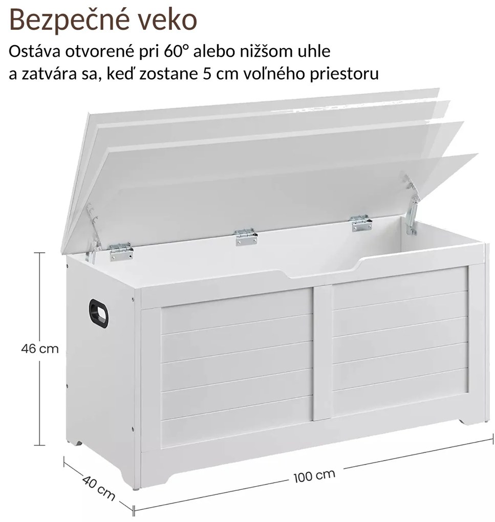 Skrzynia do siedzenia TANJA, 100x40x46cm, biała Vasagle