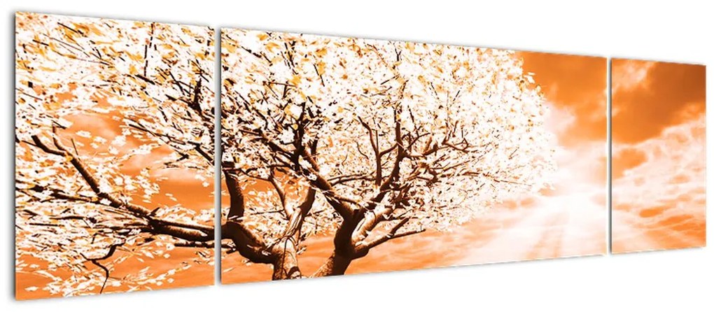 Pomarańczowy obraz drzewa (170x50 cm)