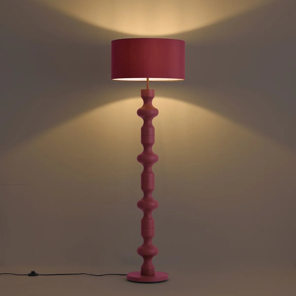 Lampa podłogowa retro śliwkowa z abażurem z tkaniny 160 cm - Captain
