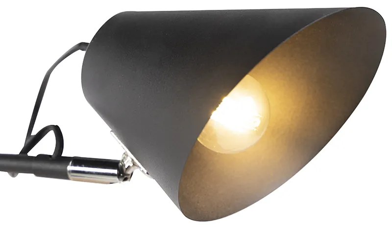 Designerski Kinkiet / Lampa scienna czarny 2-punktowy regulowany - Lune Retro Oswietlenie wewnetrzne