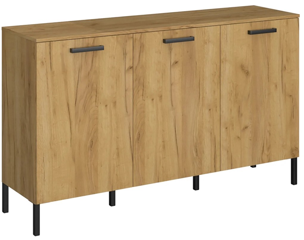 Komoda Trzydrzwiowa do Salonu LUXE 155 cm Dąb craft złoty/Antracyt Loft