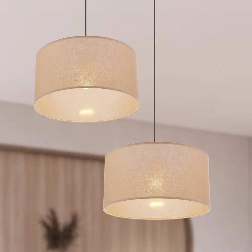 Beżowa lampa wisząca z tekstylnym kloszem ø 40 cm Shanti – Candellux Lighting