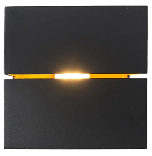 Nowoczesna lampa ścienna czarna i złota 9,7 cm - Transfer Groove Nowoczesny Oswietlenie wewnetrzne