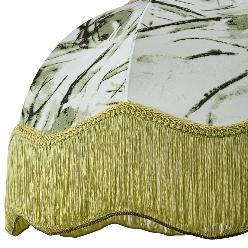 Abażur z tkaniny z motywem liści i białym wnętrzem 45/15/21,5 - Heritage klasyczny/Antyczny