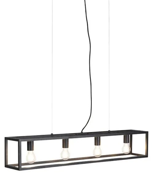 Inteligentna lampa wisząca industrialna czarna z 4 żarówkami Wi-Fi A60 - Cage