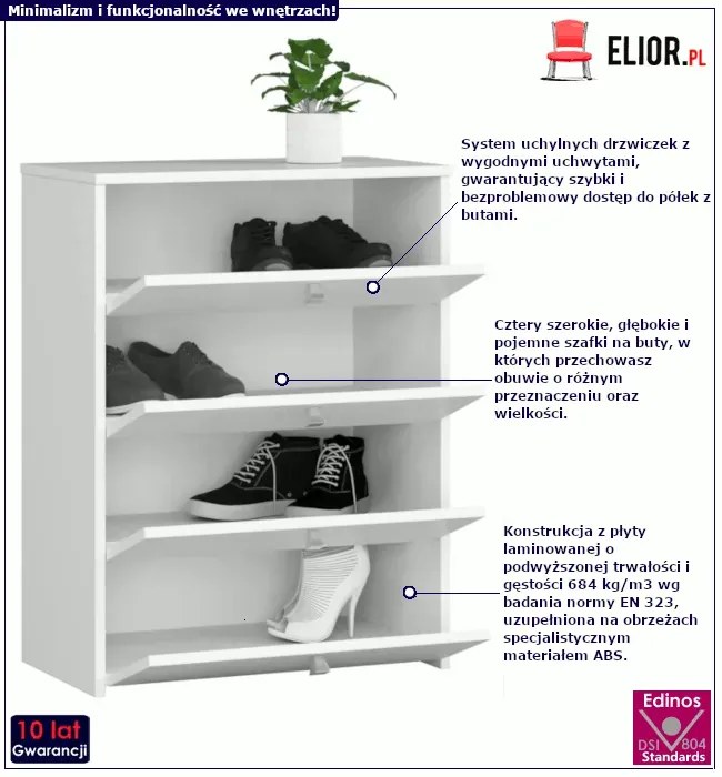 Biała komoda na buty - Cald