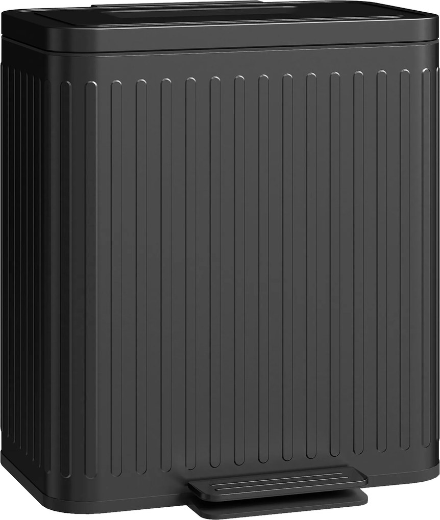 HOMCOM Kosz kuchenny, 2 x 20 L, efektywne sortowanie odpadów, pedałowy, tworzywo sztuczne, metal, czarny | Aosom PL