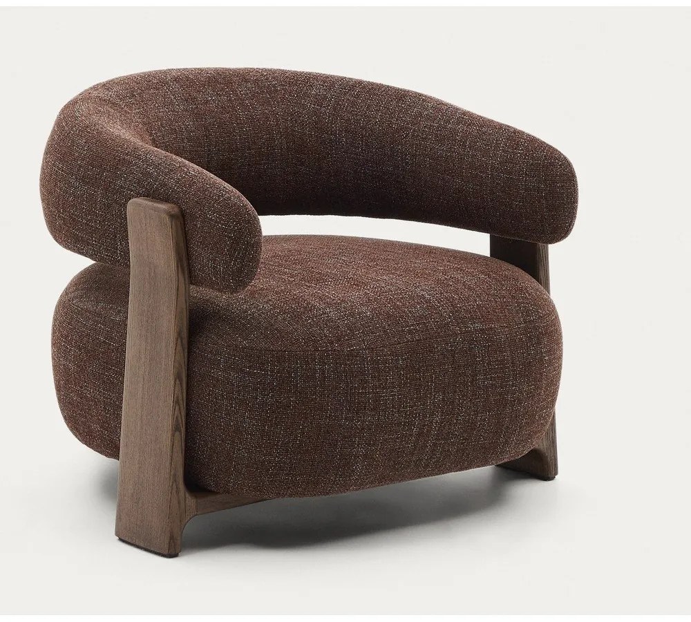 Brązowy fotel z tkaniny szenilowej Granite – Kave Home