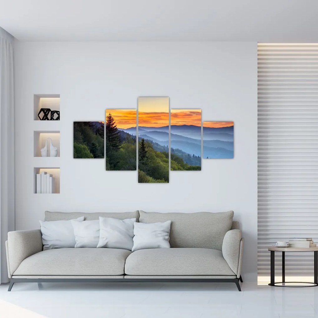 Obraz - Czerwone chmury w górach (125x70 cm)