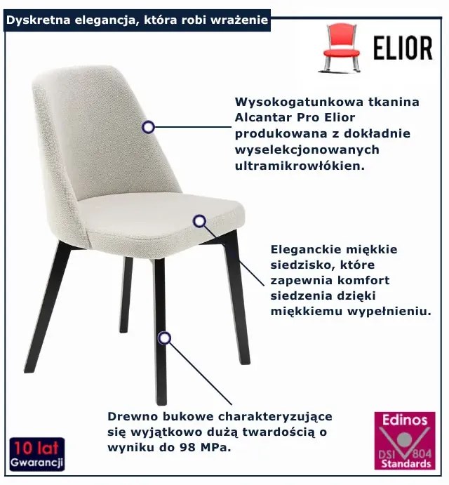 Jasnoszare krzesło tapicerowane na czarnych nogach E9-S32