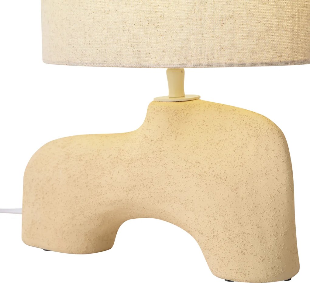 Lampa stołowa Wabi Sabi beżowa z lnianym abażurem 35cm - Florence