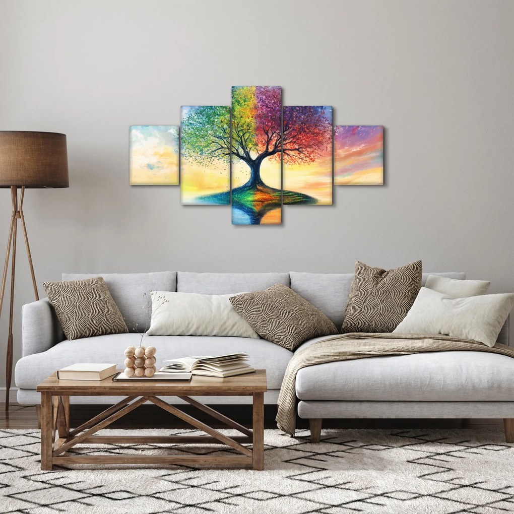 Obraz – Malowane drzewo czterech pór roku (125x70 cm)