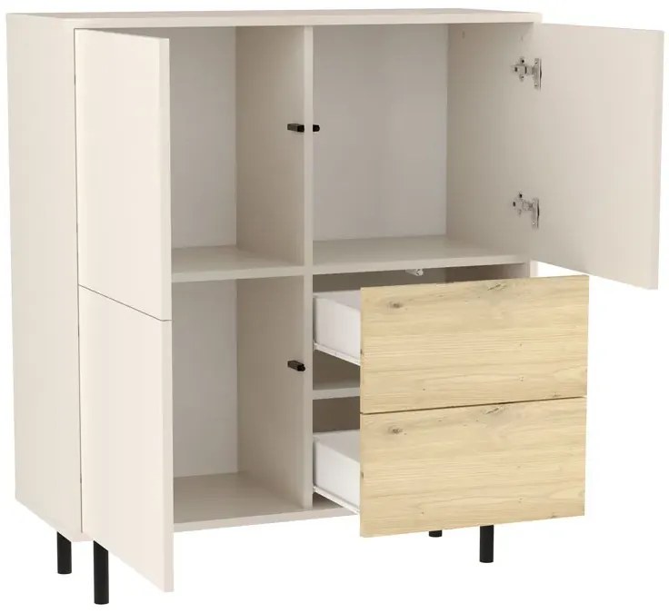 Komoda na nóżkach z 2 szufladami kaszmir + dąb artisan M8-M01