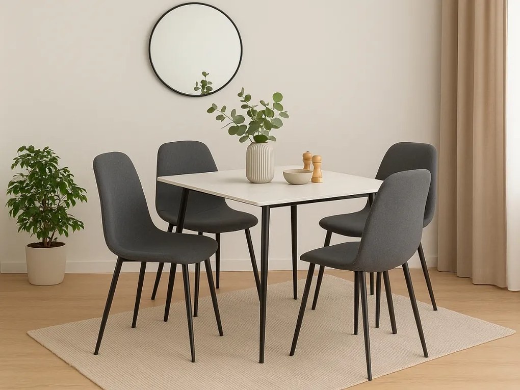 Stół jadalniany RION 80x80 cm z blatem ceramicznym, biały marmur