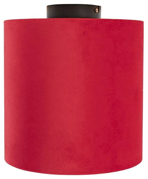 Lampa sufitowa z czerwonym aksamitnym kloszem ze złotem 25 cm - Combi Black klasyczny/Antyczny Oswietlenie wewnetrzne