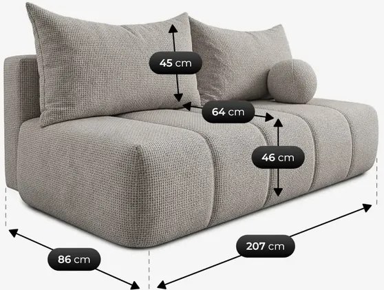 Sofa z Funkcją Spania SARIA Jasnoszara Szenil Nowoczesna