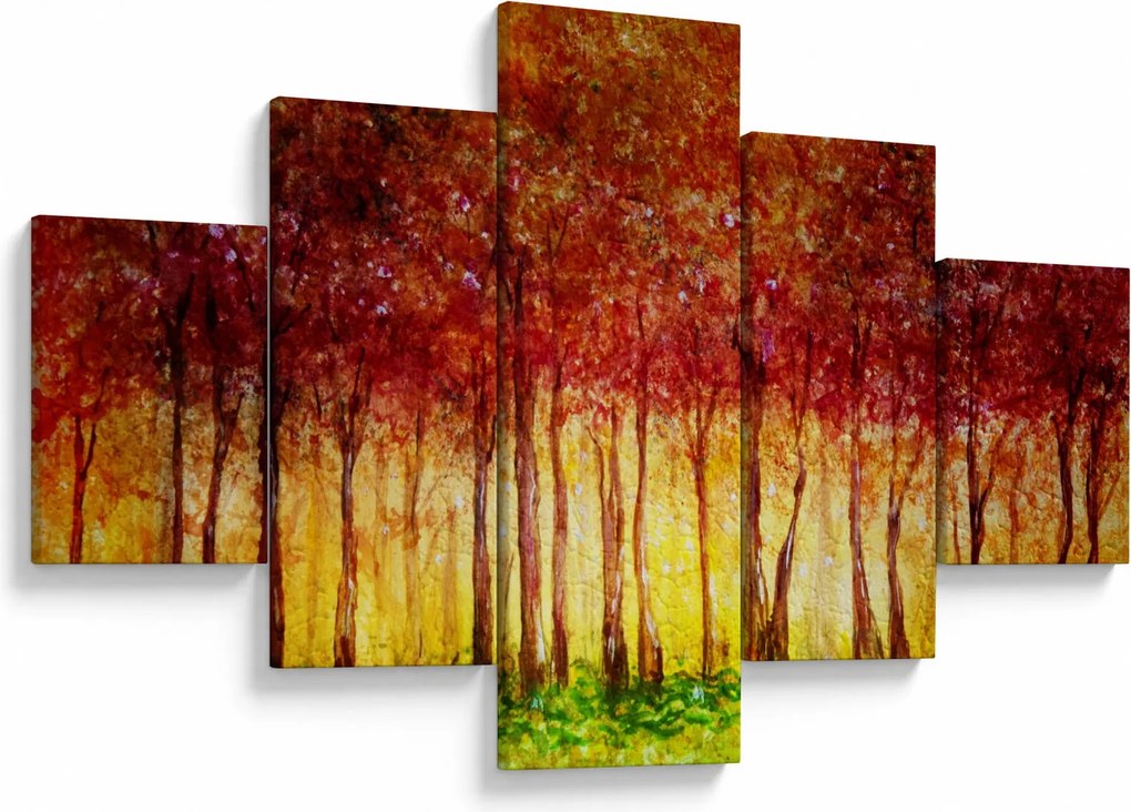 Obraz - Malowanie lasu liściastego (125x70 cm)