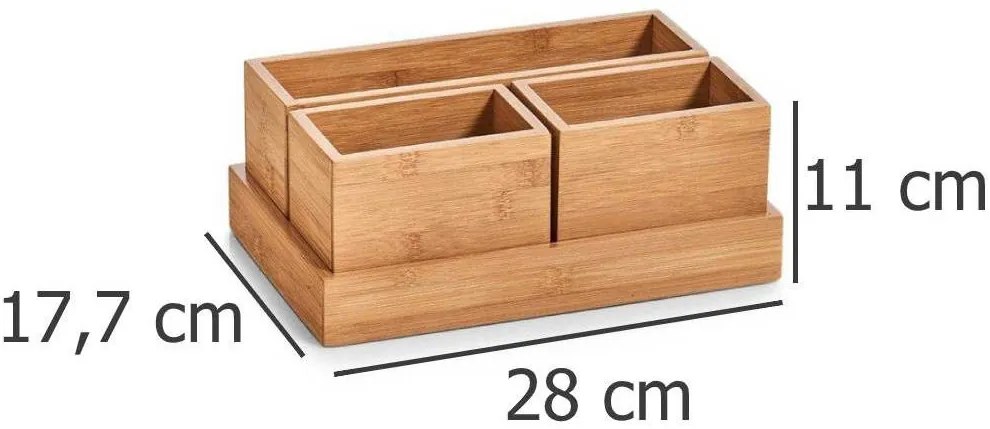 Pojemniki do przechowywania, organizery, 100% bambus - 4 elementy w komplecie, ZELLER