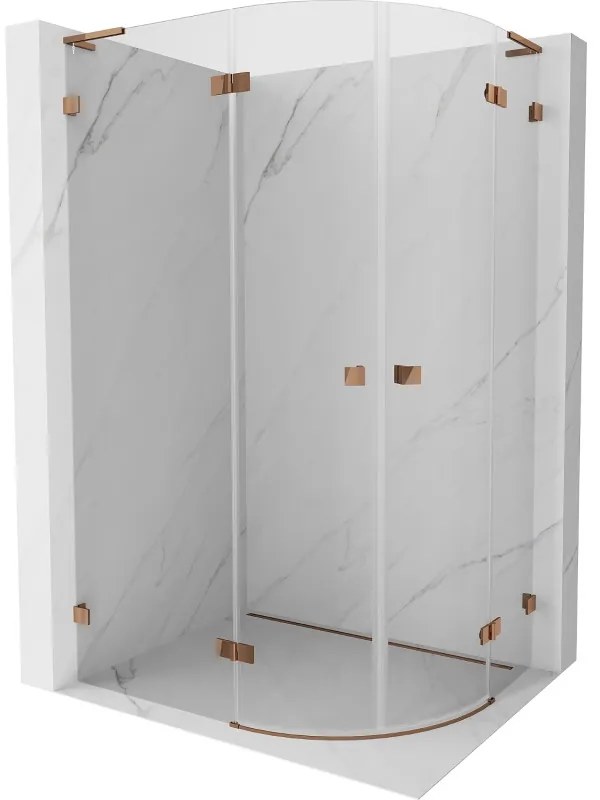Mexen Lunar L kabina prysznicowa półokrągła uchylna lewa 100 x 80 cm, transparent, różowe złoto - 833L-100L-080P-60-00