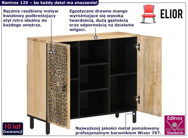 Komoda na nóżkach z rzeźbionym frontem - Ronirox 12X