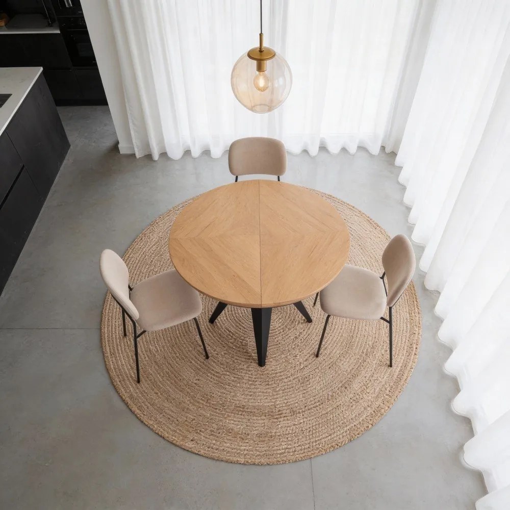 Okrągły rozkładany stół z dodatkowym blatem z blatem w dekorze dębu ø 120 cm Magnus – Windsor &amp; Co Sofas