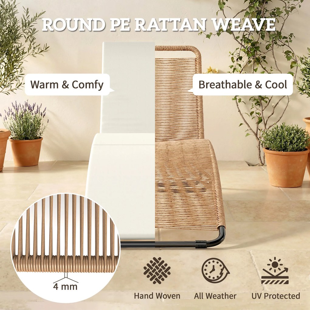 Outsunny Leżanka rattanowa w kształcie litery S z poduszką, oddychająca powierzchnia, stalowa rama | Aosom PL