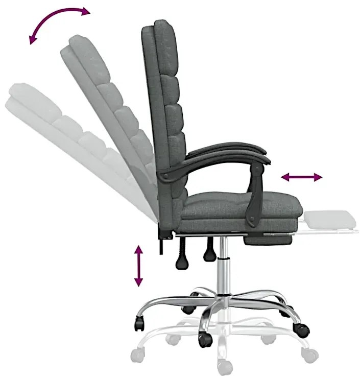 Ciemnoszary rozkładany fotel masujący z podnóżkiem - Olion 3X