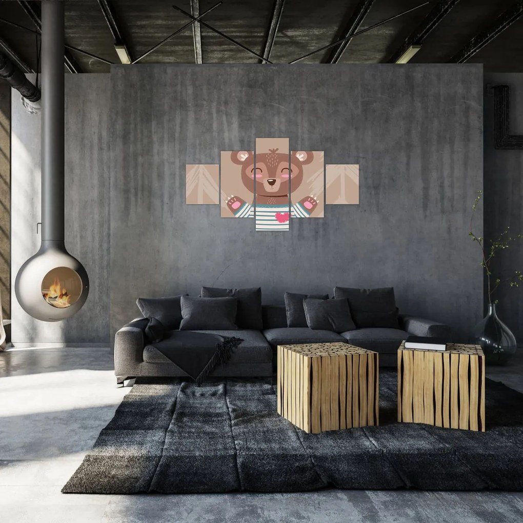Obraz - Miś w koszulce w paski (125x70 cm)