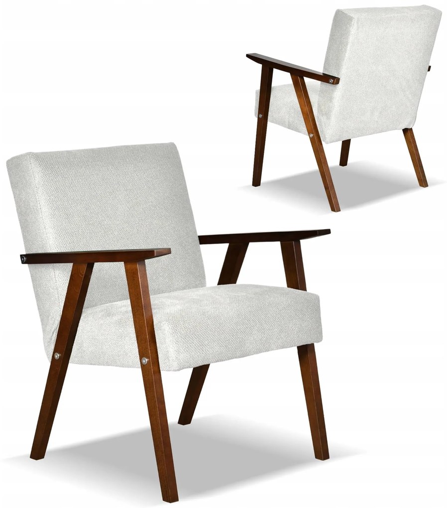 Fotel w stylu PRL retro vintage SOLER Family Meble szary welur Angel - DOSTĘPNY OD RĘKI