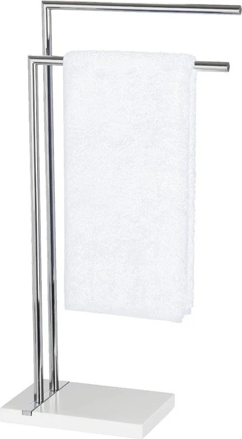 Stojak na ręczniki NOBLE WHITE - 2 ramienny, chromowany, WENKO