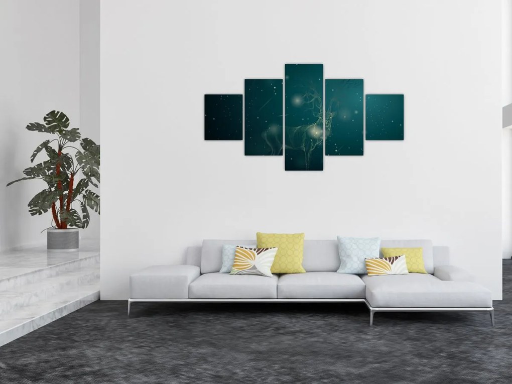 Obraz - Magiczny jeleń w nocy (125x70 cm)