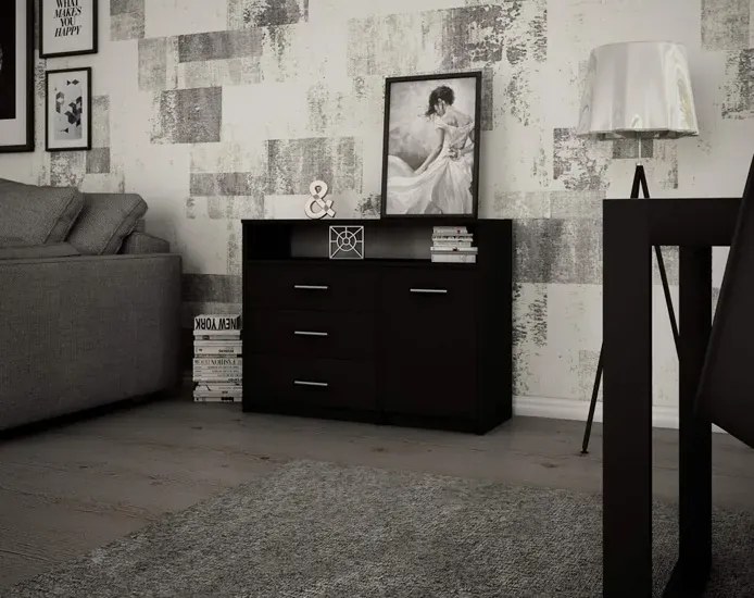 Komoda czarna z szufladami do salonu T1-F44