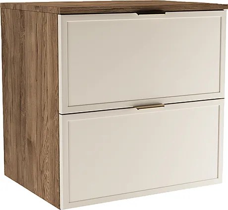 Szafka pod Umywalkę z Blatem 60cm Fronty Ramka Dąb Orzech / Kaszmir Roma