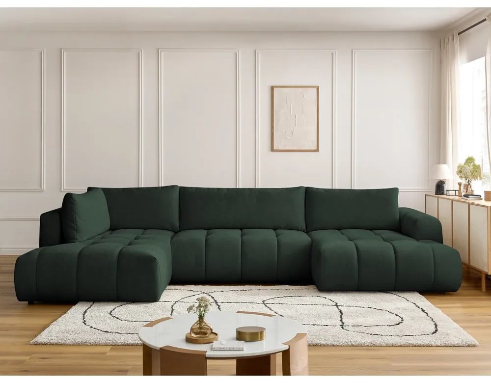 Zielony rozkładany/ze schowkiem narożnik (lewostronny/w kształcie litery U) Fuji – Bobochic Paris