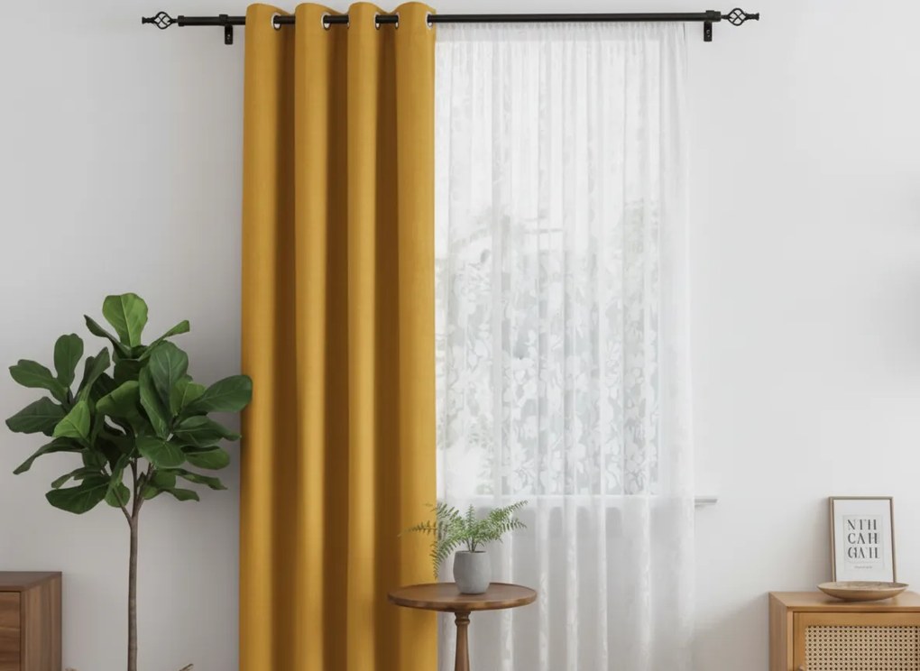 Żółta zasłona OXFORD 140x250 cm Zawieszanie: Metalowe pierścienie